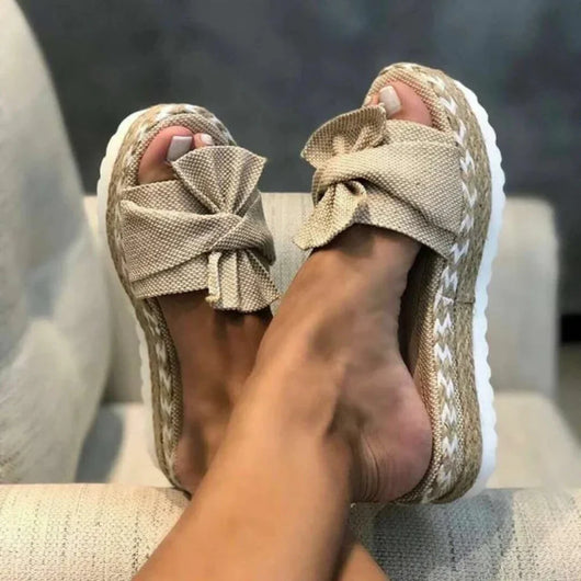 Nadine | Damen Frühlings Schleifen Slip-On Sandalen