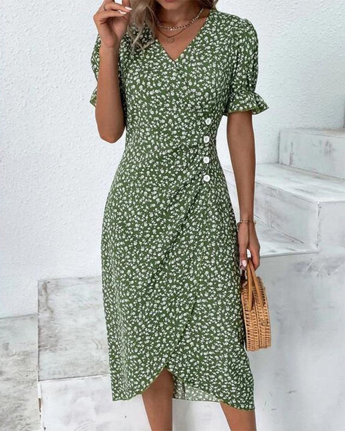 Giselle | Geblümtes Kleid mit V-Ausschnitt