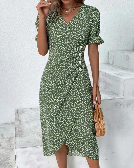 Giselle | Geblümtes Kleid mit V-Ausschnitt