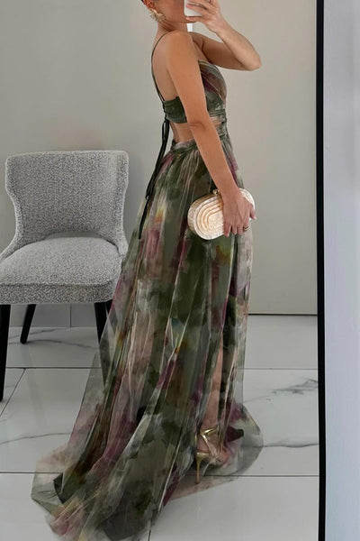 Selina | Damen Falten-Maxi-Kleid