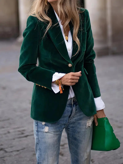 Sabina | Damen Klassischer Blazer mit Ein-Knopf-Verschluss