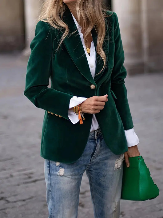 Sabina | Damen Klassischer Blazer mit Ein-Knopf-Verschluss