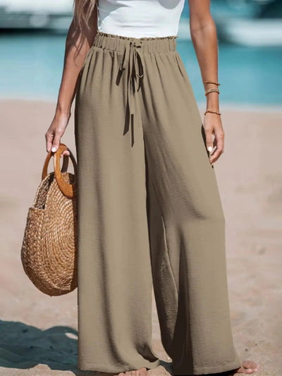 Doris | Damen Palazzohose mit Bindegürtel und Weiten Beinen