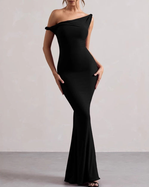 One-Shoulder Figurbetontes Maxikleid