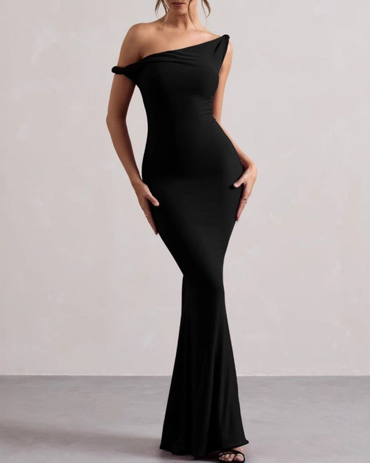 One-Shoulder Figurbetontes Maxikleid