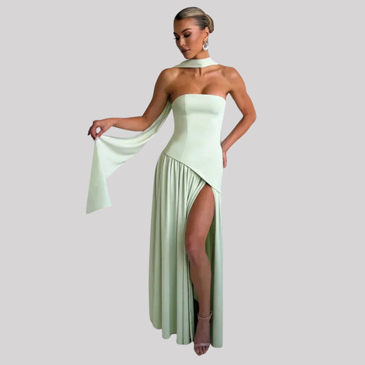 Sabina | Damen Hochzeitsgast Asymmetrisches Maxikleid