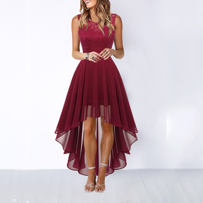 Helga | Damen Elegantes High-Low Midi Kleid Für Hochzeitsgäste