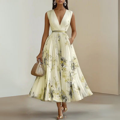 Claudia | Damen Fließendes Ärmelloses Sommer Maxikleid