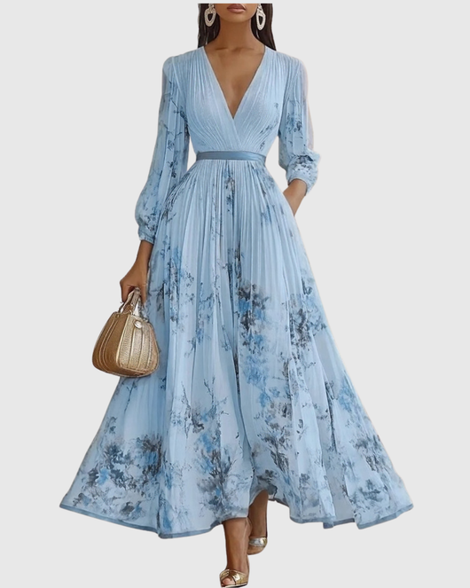 Isabella | Damen Ärmelloses Geplissiertes Blumen Midi Kleid