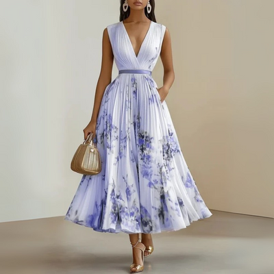 Claudia | Damen Fließendes Ärmelloses Sommer Maxikleid