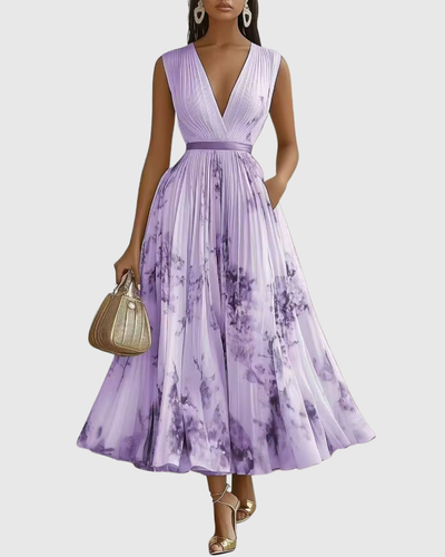 Rowella | Elegantes plissiertes Maxikleid