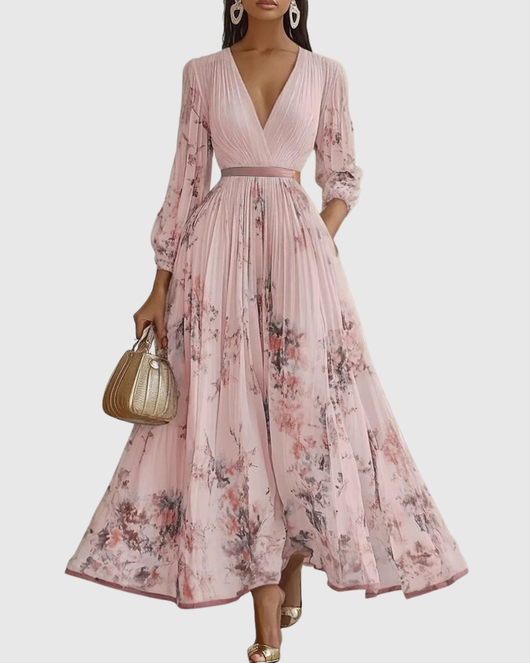 Isabella | Damen Ärmelloses Geplissiertes Blumen Midi Kleid