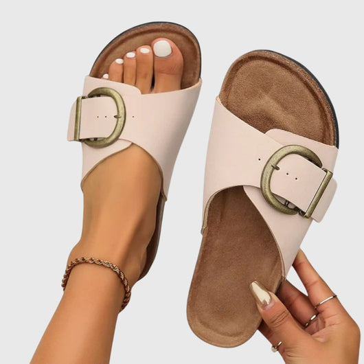 Frieda | Damen Lässige Slip-On-Sandalen mit Schnalle