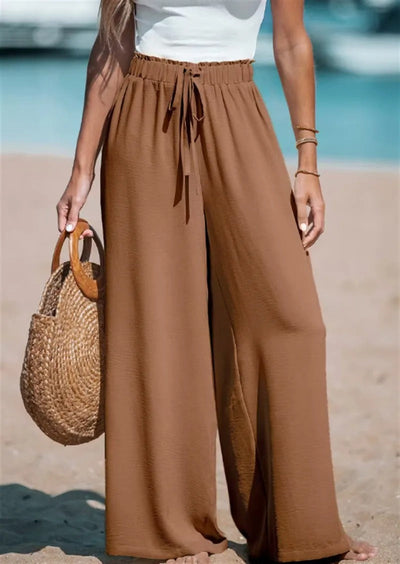 Doris | Damen Palazzohose mit Bindegürtel und Weiten Beinen