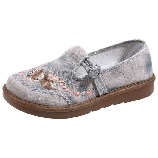 Marie | Damen Bestickte Blumen Slip-On Loafer mit Perlenverzierung
