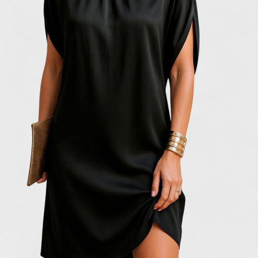 Natascha | Damen Lockeres Minikleid mit Hohem Kragen