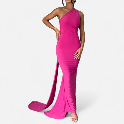 Lara | Damen Maxikleid mit Ein-Schulter-Neckholder