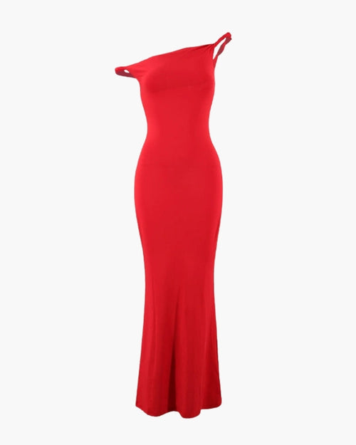 One-Shoulder Figurbetontes Maxikleid