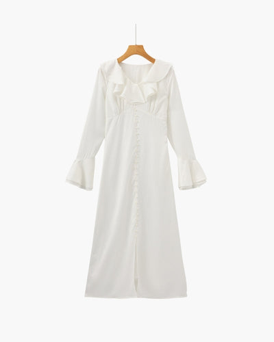 Perlenknopf Rüschen Midikleid