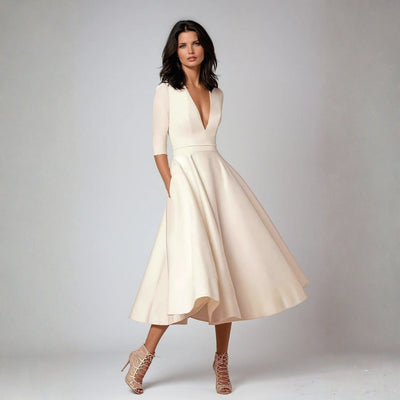 Tanja | Damen Hochzeitsgast Elegantes Ausgestelltes Midikleid
