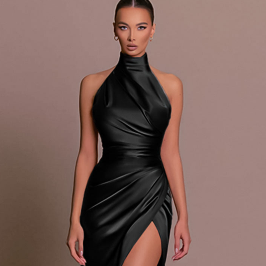 Edith | Damen Hochgeschlossenes, gerafftes Kleid für Hochzeitsgäste