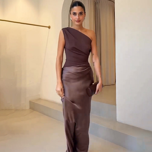 Hanna | Damen Hochzeitsgast Kleid Ein-Schulter Abendkleid