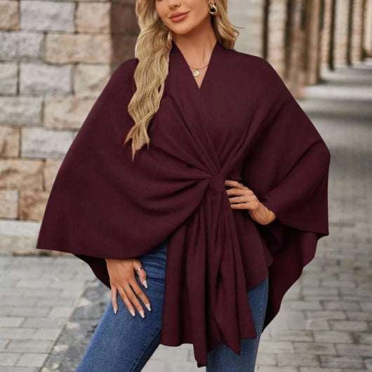 Veronika | Damen Oberteil im Cape-Stil mit Frontknoten
