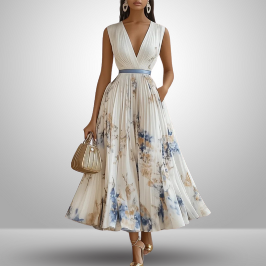 Claudia | Damen Fließendes Ärmelloses Sommer Maxikleid