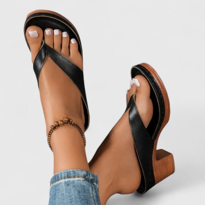 Birgit | Damen Chunky Heel Zehentrenner Sandalen