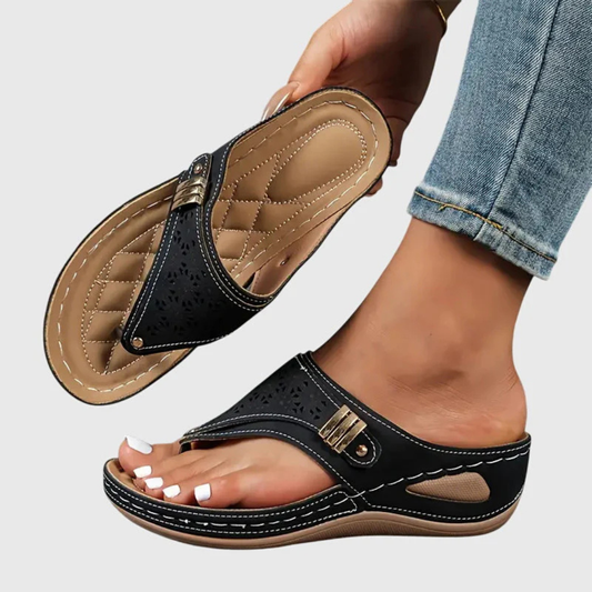 Stefanie | Damen Slip-On Flache Sandalen