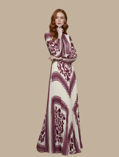 Anja | Damen Plissiertes Maxi-Abendkleid