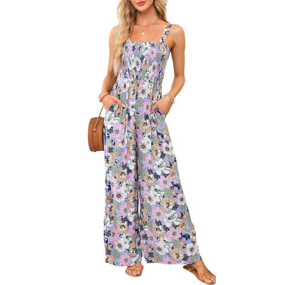 Ursula | Eleganter Damen-Frühlings-Jumpsuit mit Blumenmuster und weitem Bein