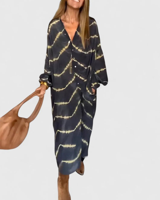 Pauline | Damen Batik Hemdblusenkleid