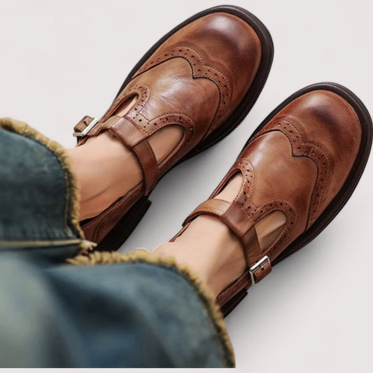 Daniela | Damen Schnallenriemen Rundspitze Schuhe
