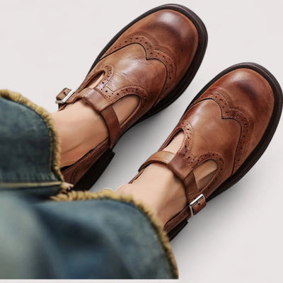 Daniela | Damen Schnallenriemen Rundspitze Schuhe