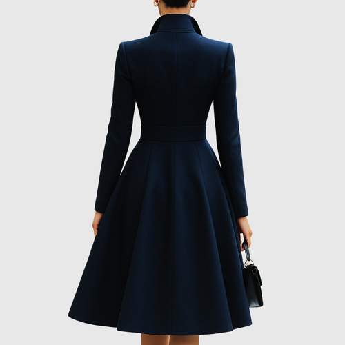 Eleanor | Marineblaues tailliertes Mantelkleid