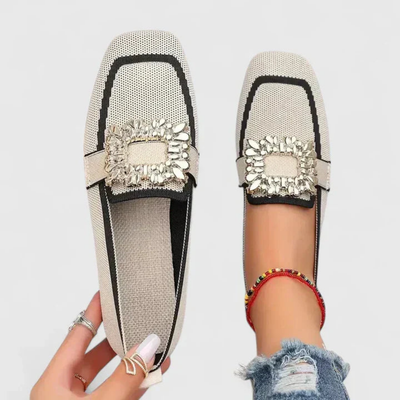 Doris | Damen Kristallschnalle Slip-On Loafer