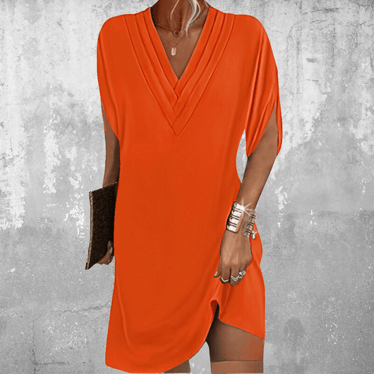 Lena | Damen Lockeres V-Ausschnitt Mini Kleid