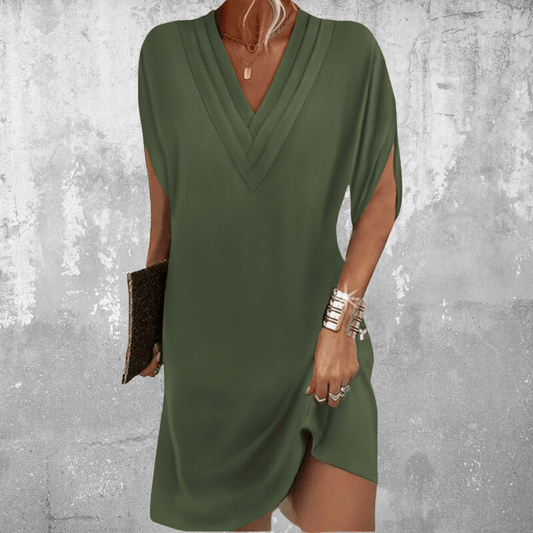 Lena | Damen Lockeres V-Ausschnitt Mini Kleid