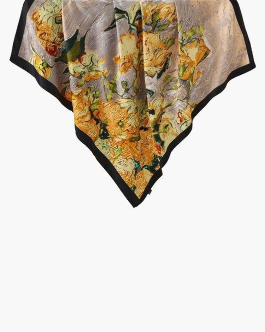 Seidenschal mit Blumen-Print