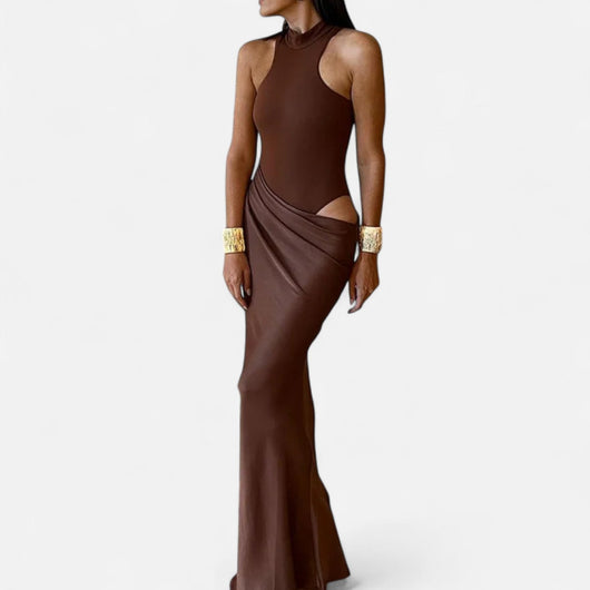 Kerstin | Damen Maxikleid mit Cut-Out und Neckholder