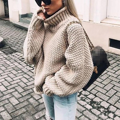 Elisa | Damen Grobstrick-Pullover mit Rollkragen für den Winter