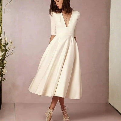 Tanja | Damen Hochzeitsgast Elegantes Ausgestelltes Midikleid