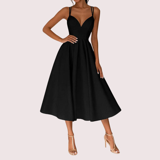 Regine | Damen Hochzeitsgast Träger Midi Kleid