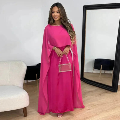 Felicia | Damen Hochzeitsgast Cape Maxikleid