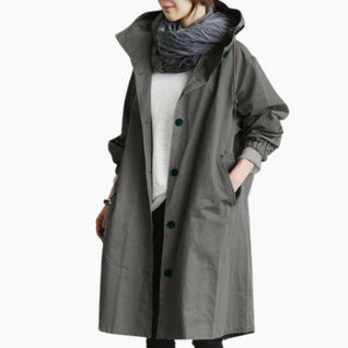 Edith | Damen langer Streetcoat mit Knopfleiste