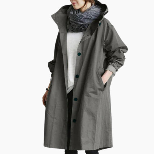 Edith | Damen langer Streetcoat mit Knopfleiste