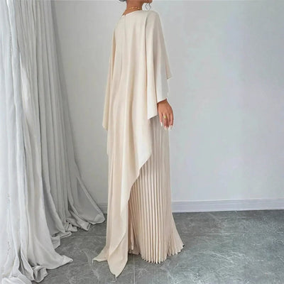 Gabriela | Damen Hochzeitsgast Gefaltetes Cape Maxikleid