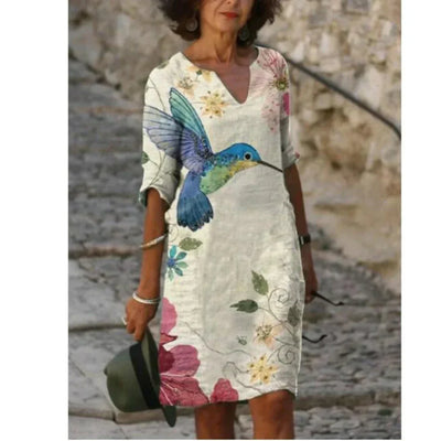 Anja | Damen Langarm Abstraktes Muster Shift Kleid