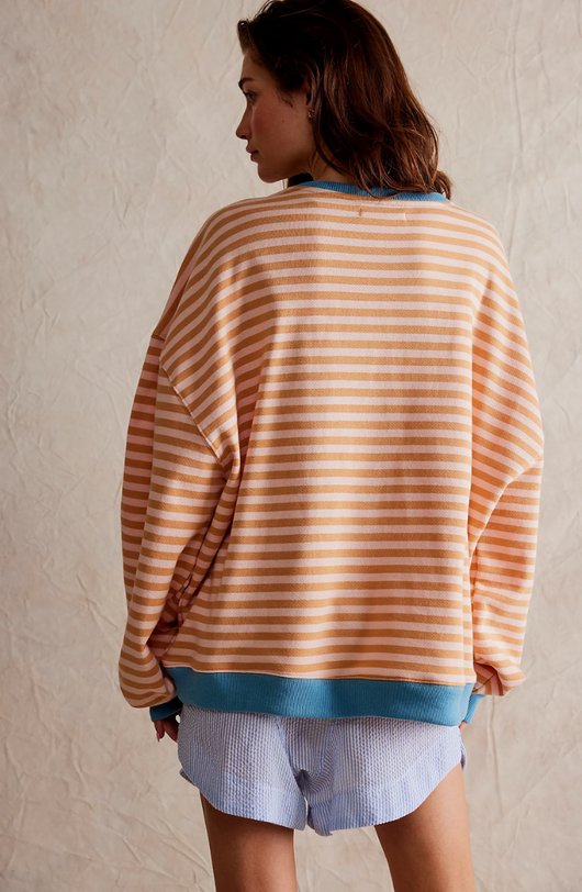 Anja | Damen Gestreifter Rundhals-Pullover für den Frühling